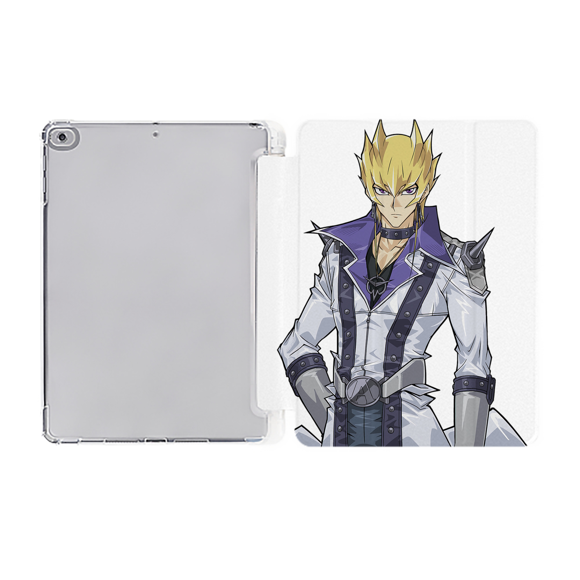 （画像用） 遊☆戯☆王 Yu-Gi-Oh! IPad ケース ペン収納付き 三つ折りスタンド PUレザー×シリコン 対応機種9.5/10.5/10.9インチ